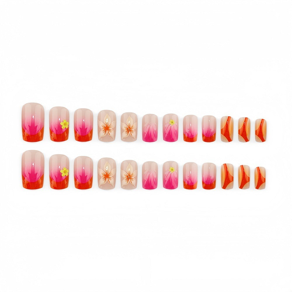 Creative Nail Art Set with Floral and Ombre Designs Bowlift