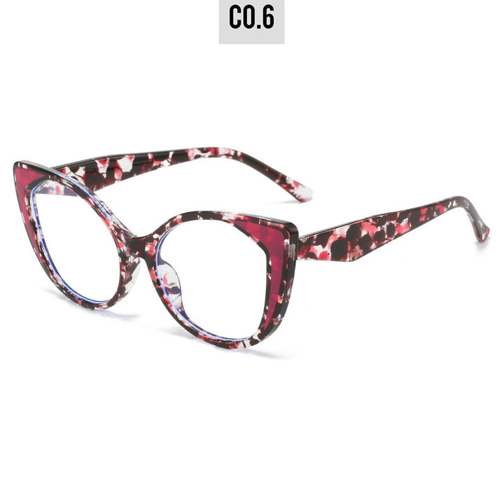 Women's Cat-Eye Glasses with Floral Design and Adjustable Nose Bridge Bowlift