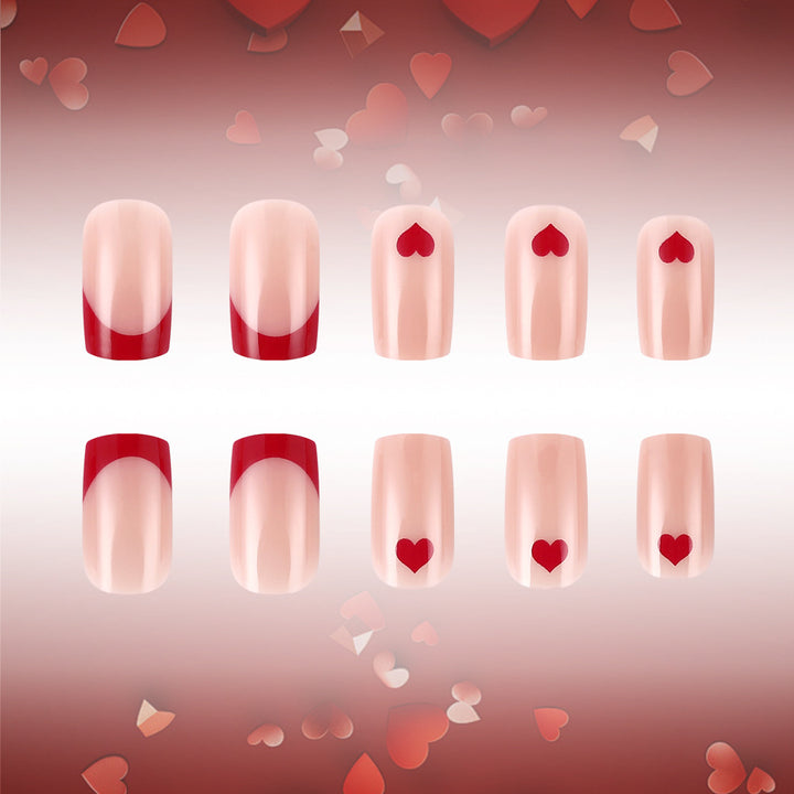 Heart-Embellished Press-On Nails Bowlift