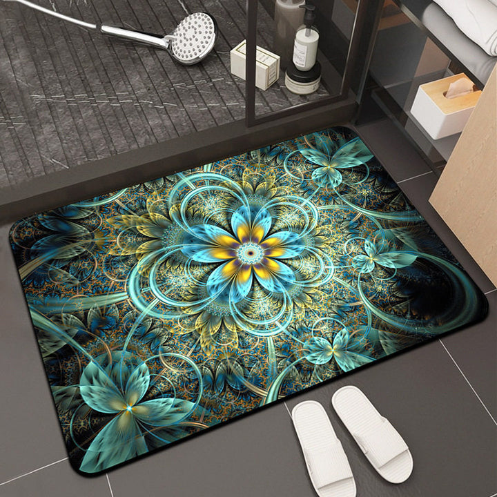 Floral Design Memory Foam Bath Mat Bowlift