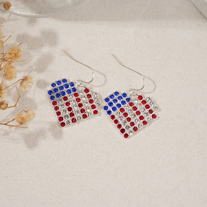 Ladies nan square crystal drop earrings with star grid and fine ear hook Bowlift