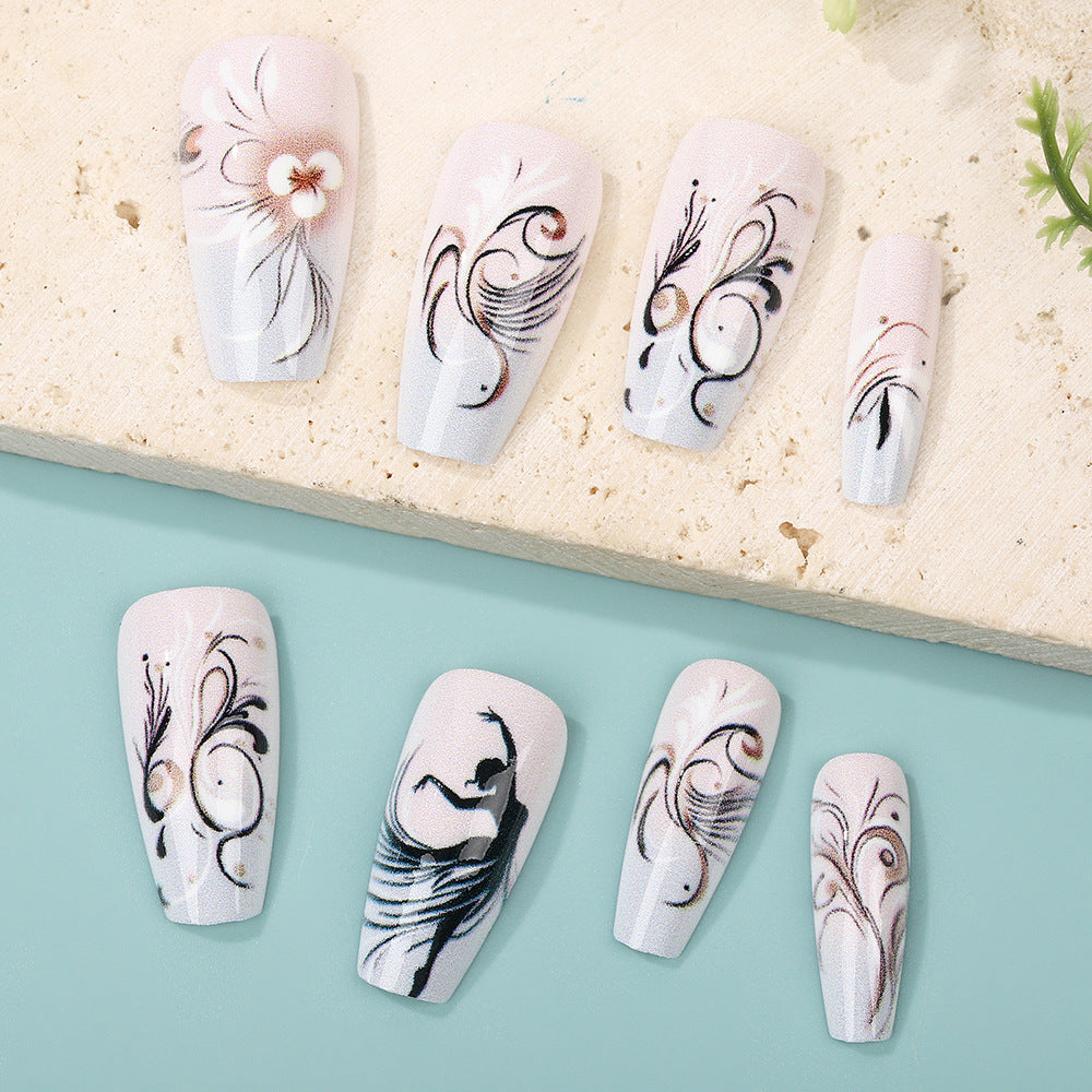 Elegant artificial nails with floral designs Bowlift