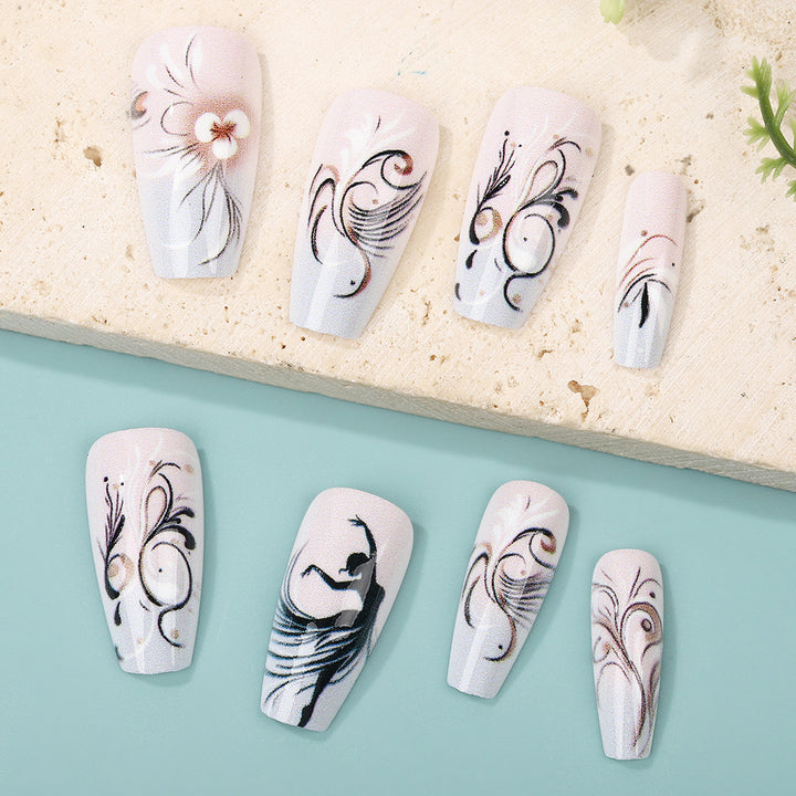 Elegant artificial nails with floral designs Bowlift