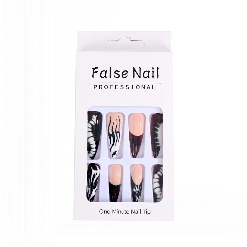 Artificial nails with creative black-and-white pattern Bowlift