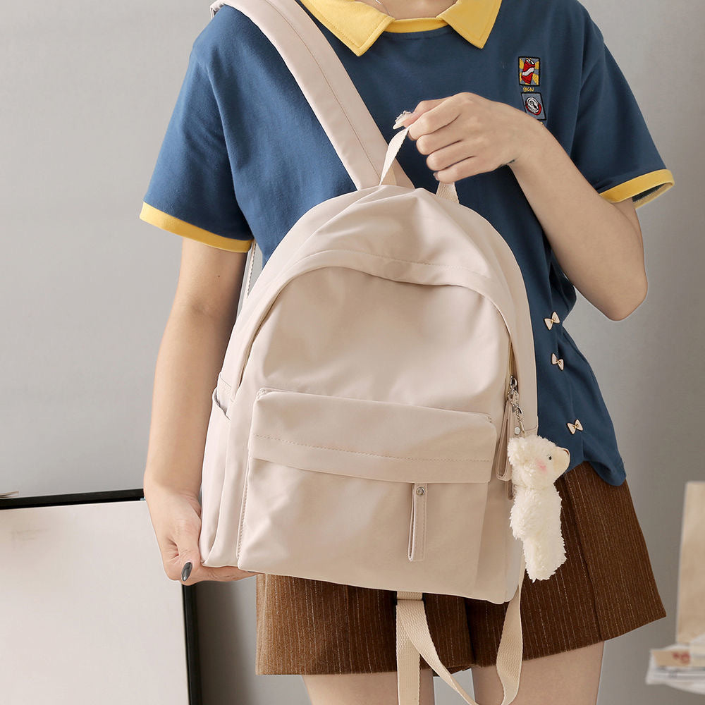 Casual Backpack with Plush Keychain Bowlift