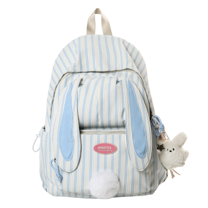 Cute Bunny Ears Striped School Backpack Bowlift