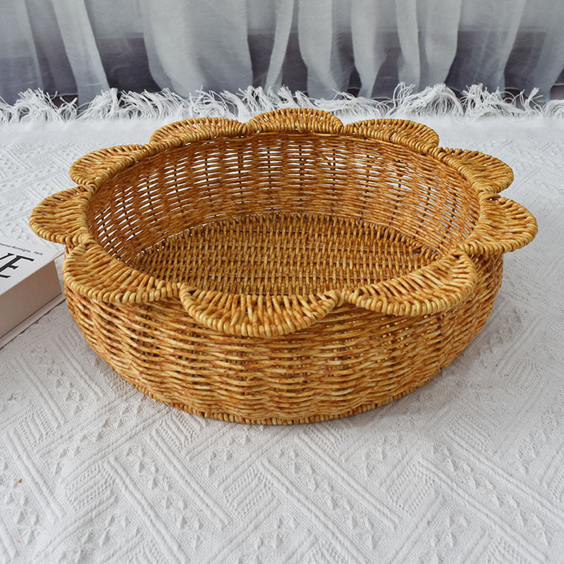 Decorative Woven Flower-Shaped Basket Bowlift