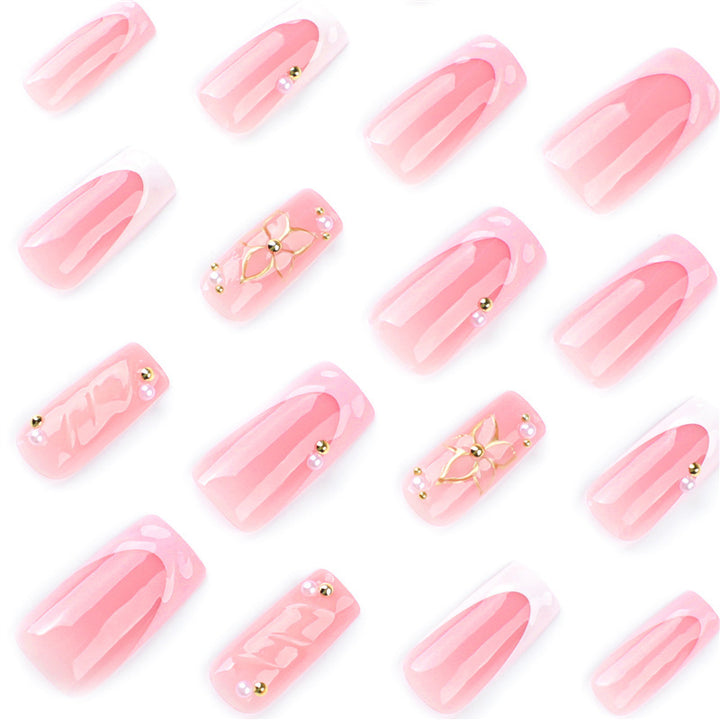 Artistic Floral Design Press-On Nail Art Bowlift