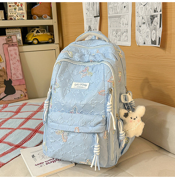 Floral Embroidered Durable School Backpack Bowlift