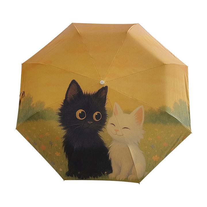 Women's Automatic Umbrella with Unique Cat Design Bowlift