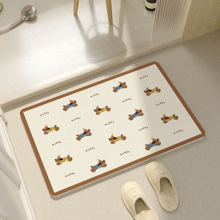 Playful Cartoon Dog-Themed Bath Mat Bowlift