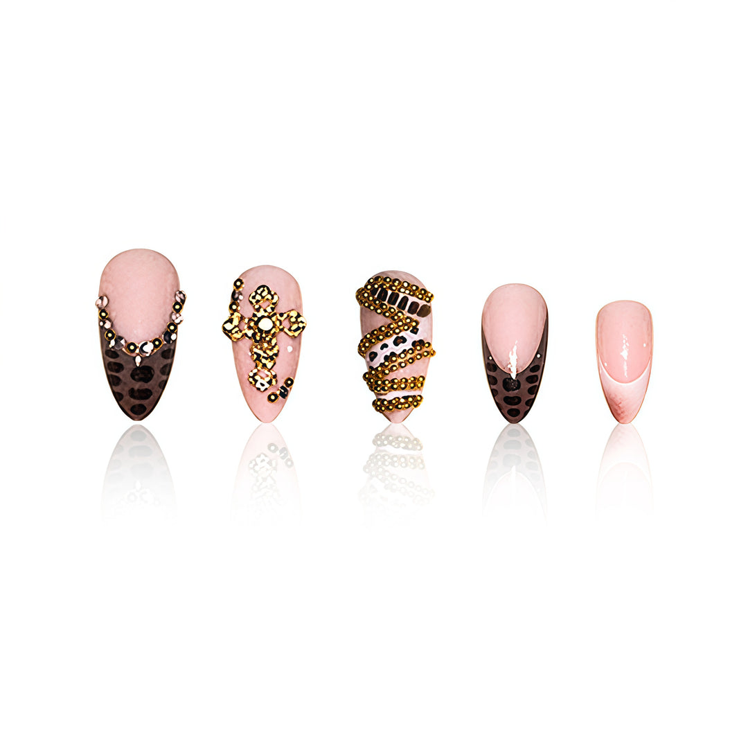 Artistic Stiletto Nail Enhancements with 3D Accents Bowlift