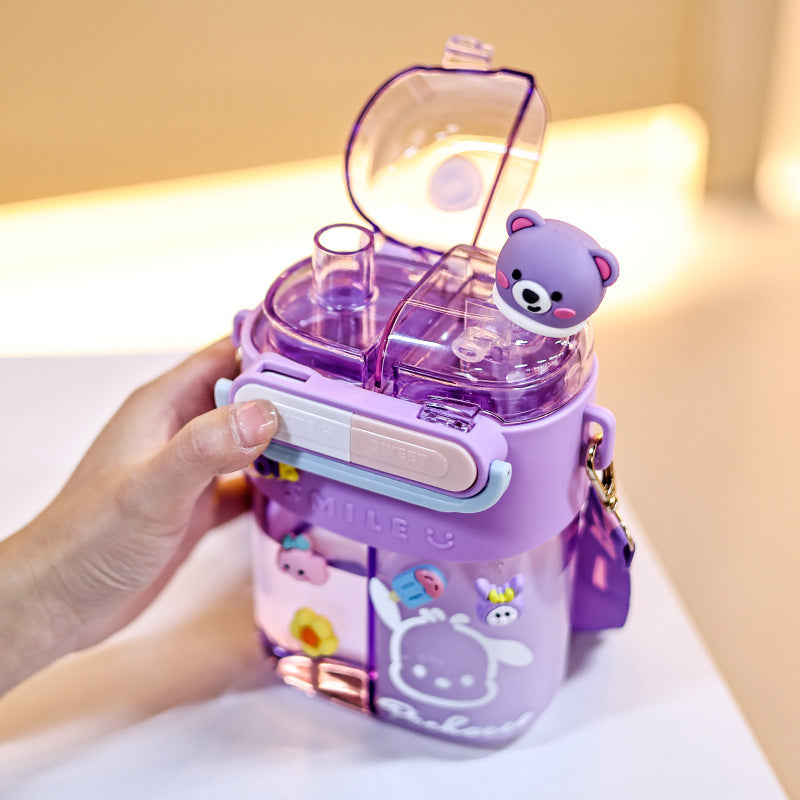 Women's water bottle with interactive design and practical shoulder carrying function Bowlift