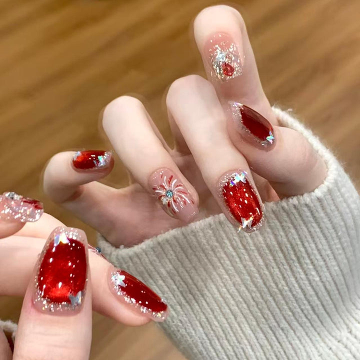 Decorative Holiday-Themed Press-On Nail Art Bowlift