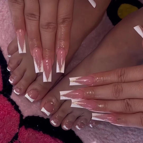Decorative French Tip Nail Art Extensions Bowlift
