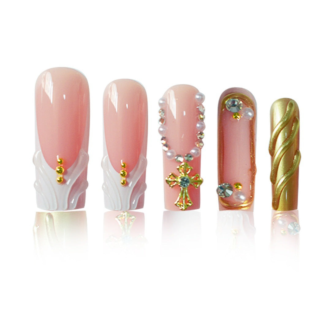 Luxury 3D Decorative Press-On Nails with Gem Accents Bowlift