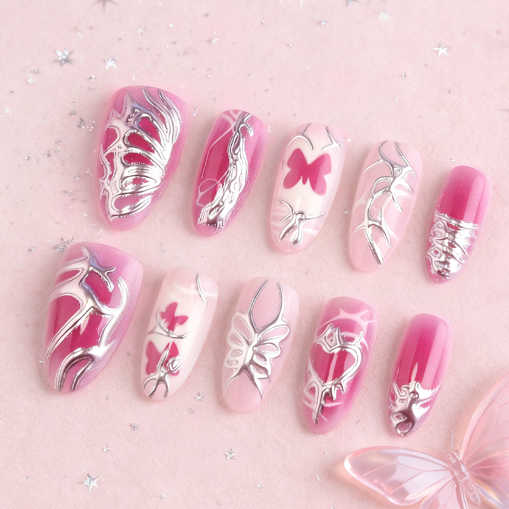 Artistic Butterfly-Themed Press-On Nails Bowlift