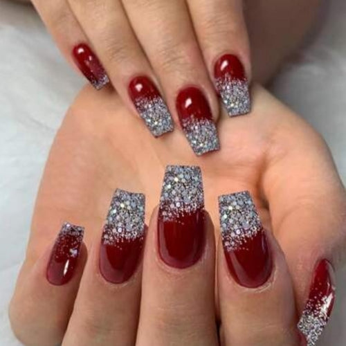 Elegant Glittery Press-On Nail Set Bowlift
