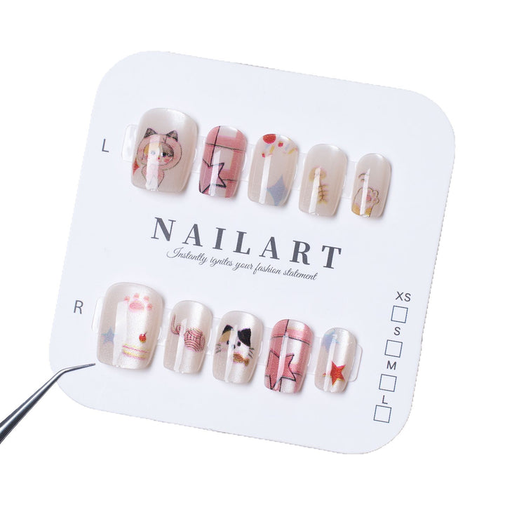 Creative Illustrative Press-On Nail Set Bowlift