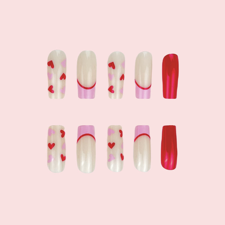Heart-Themed Gel Nail Extensions Bowlift