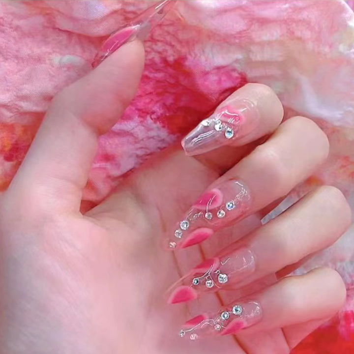 Elegant Stiletto Press-On Nails with Gem Accents Bowlift