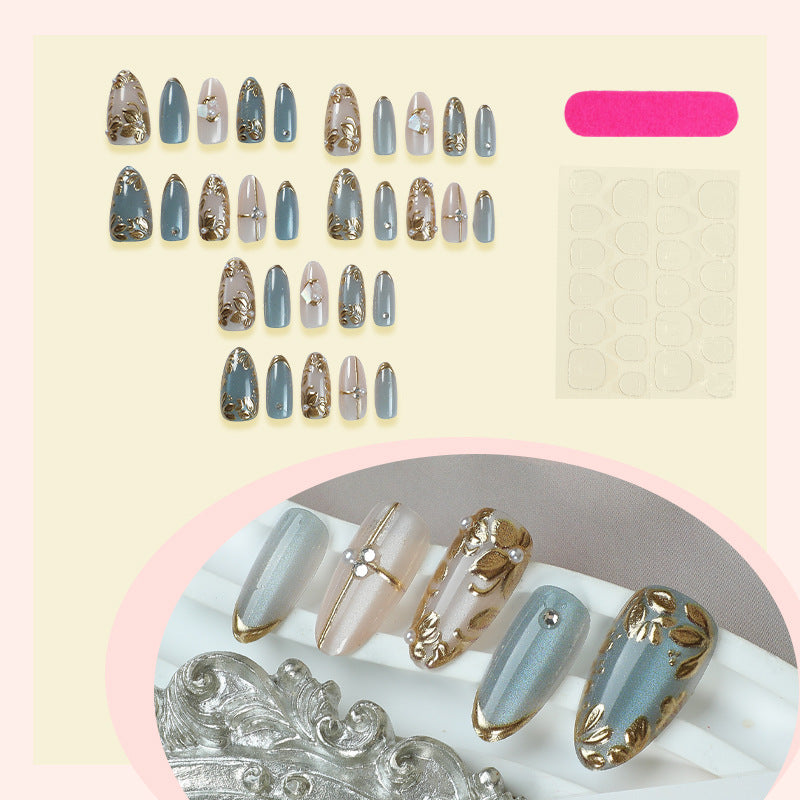 Decorative Press-On Nail Collection with Floral Accents Bowlift
