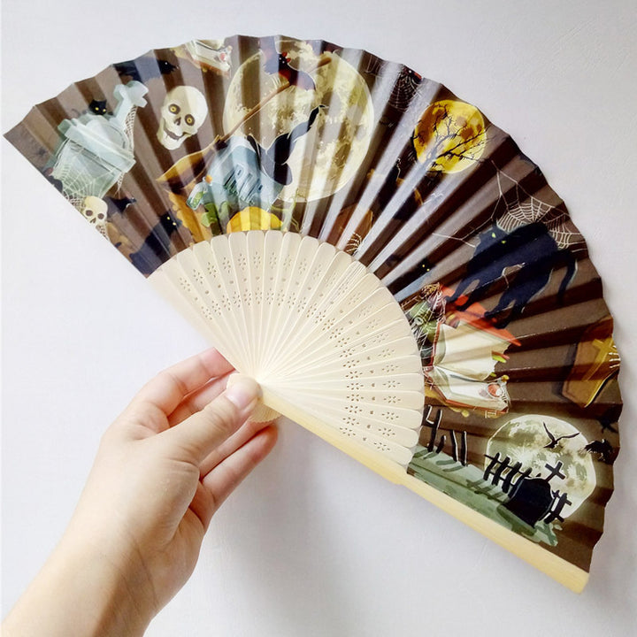 Women's Halloween costume fan with unique lettering Bowlift