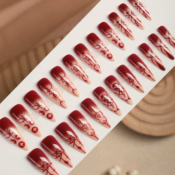 Artificial nail set with elegant, geometric designs Bowlift