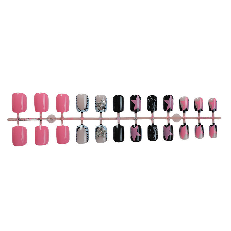 Artificial nail set with colorful design and creative details Bowlift