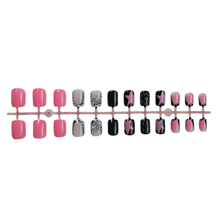 Artificial nail set with colorful design and creative details Bowlift