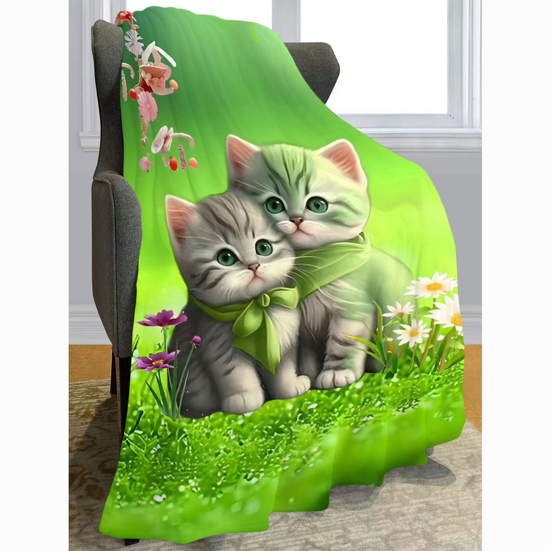 Cute Cat-Themed Soft Plush Throw Blanket