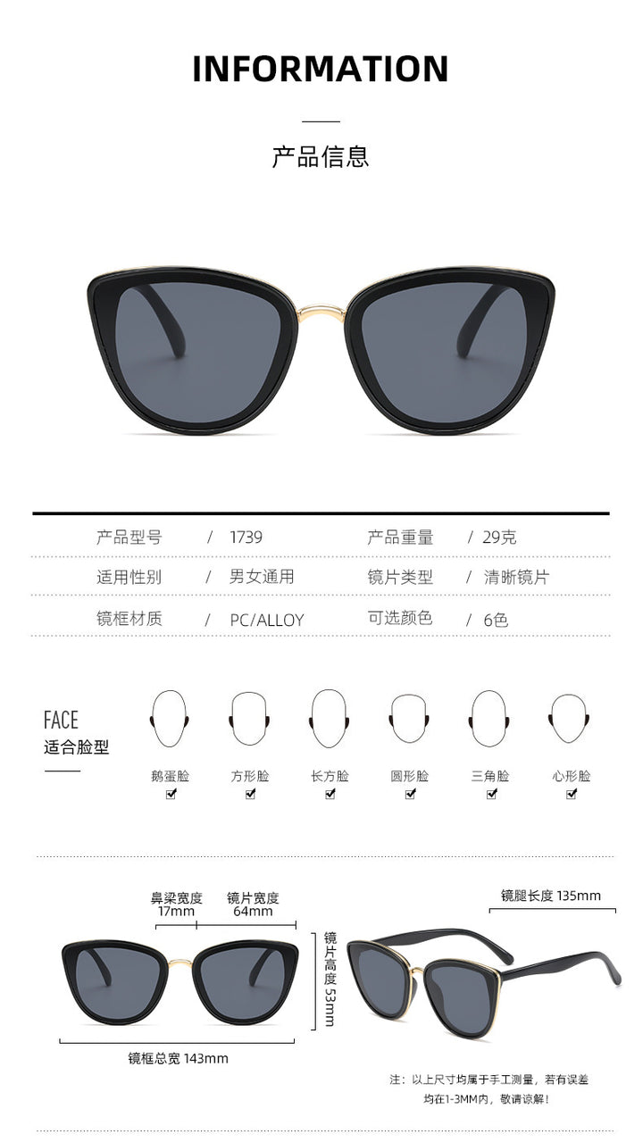 Women Cat-Eye Sunglasses with Transparent Frame and UV Protection Bowlift