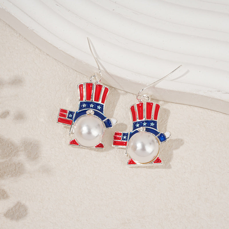 Ladies nan square crystal drop earrings with star grid and fine ear hook Bowlift