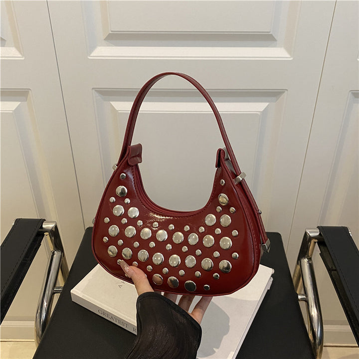Studded Leather Hobo Bag Bowlift