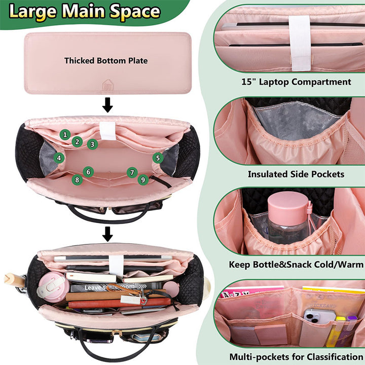 Stylish and Spacious Tote Bag with Versatile Compartments Bowlift