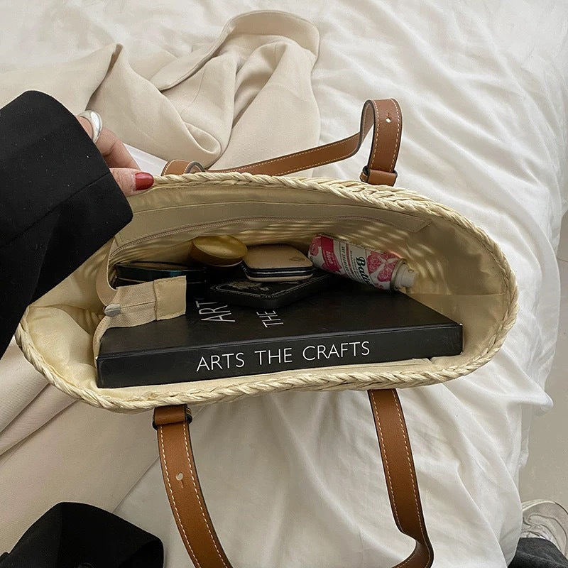 Basket bag with elegant leather handle Bowlift