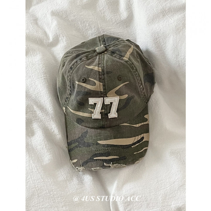 Women's Distressed Camouflage Baseball Cap Bowlift