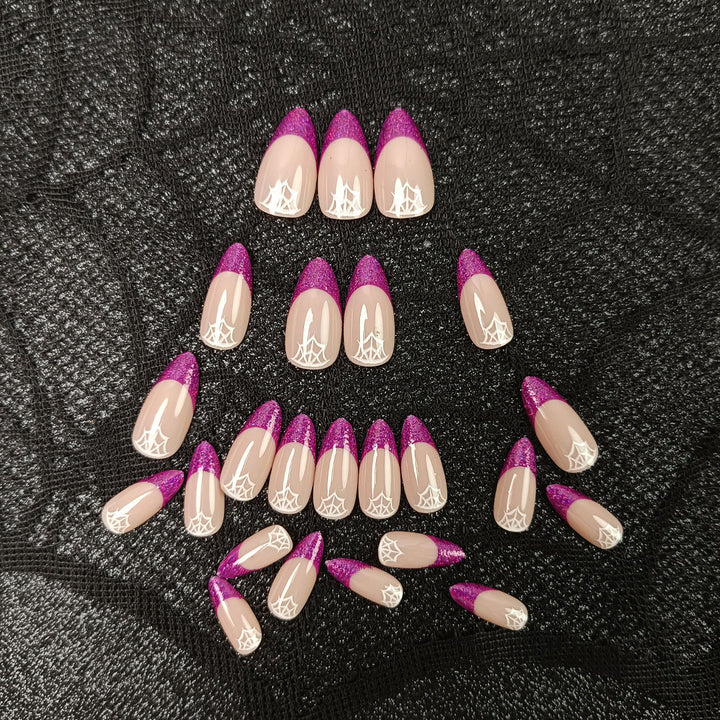 Artistic Spiderweb Press-On Nail Set Bowlift