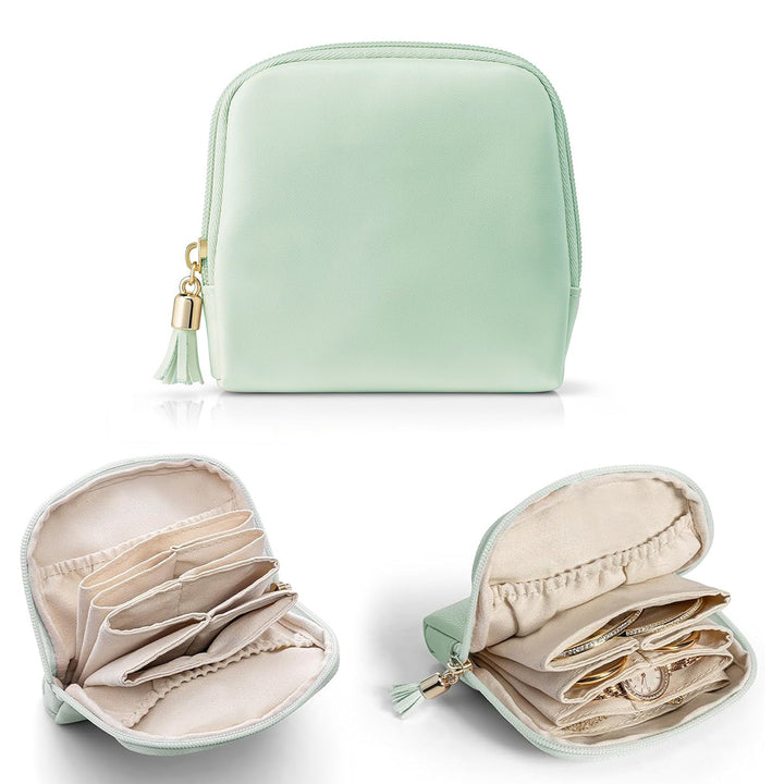 Cosmetic organizer with structured interior and elegant tassel Bowlift