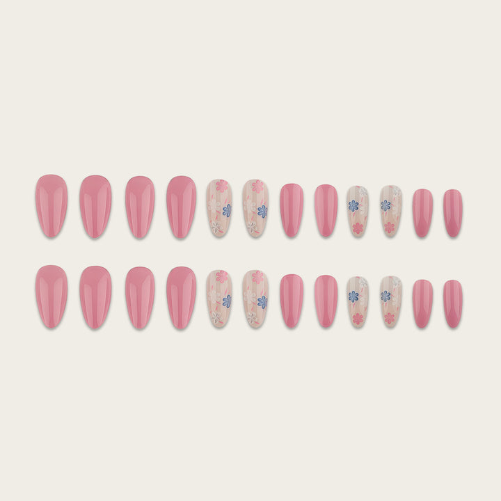 Artful Nail Extensions with Flower Pattern Bowlift