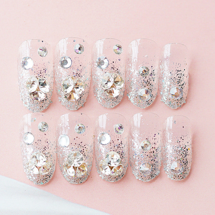 Glittering Artisanal Press-On Nail Set Bowlift