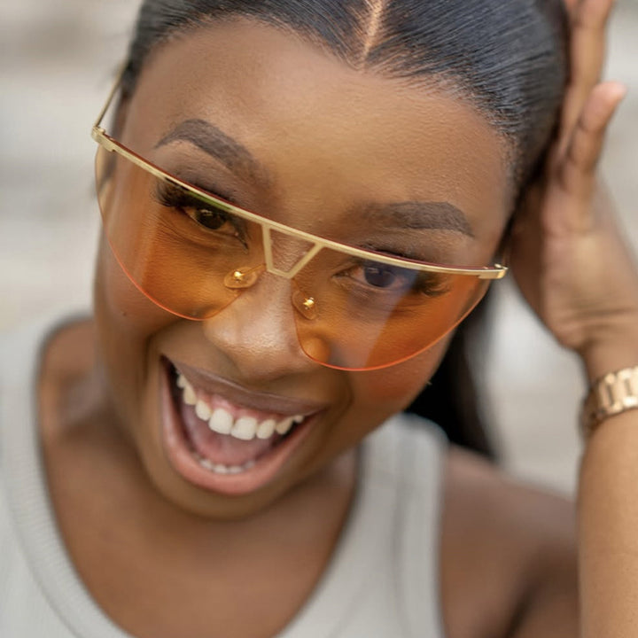 Women's futuristic sunglasses with protective metal frame Bowlift