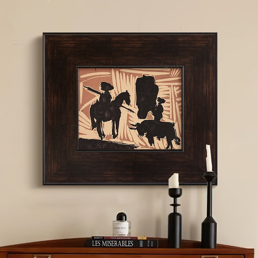 Framed Wall Decoration that Displays a Rustic Cowboy Scene