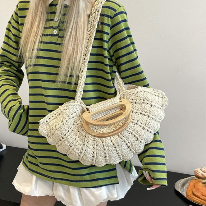 Handbag with wooden handles Bowlift
