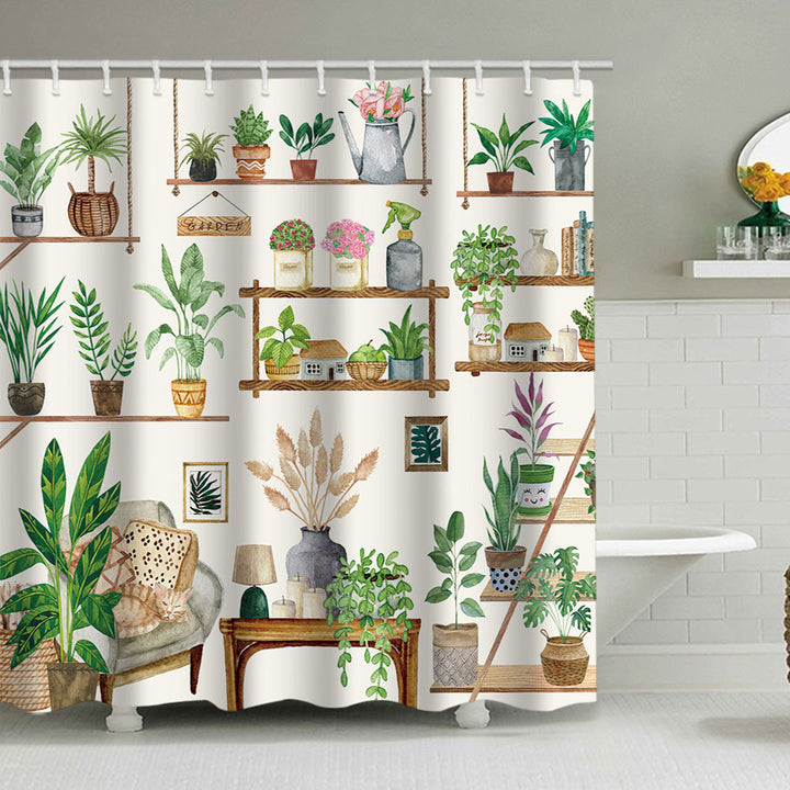 Cactus Garden-Themed Shower Curtain Bowlift