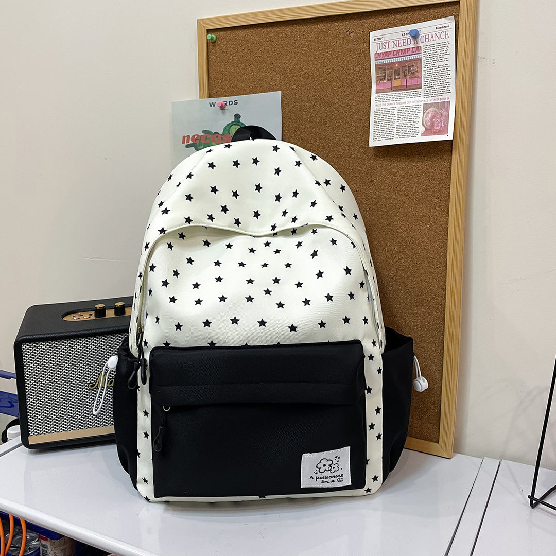 Lightweight Star-Patterned School Backpack