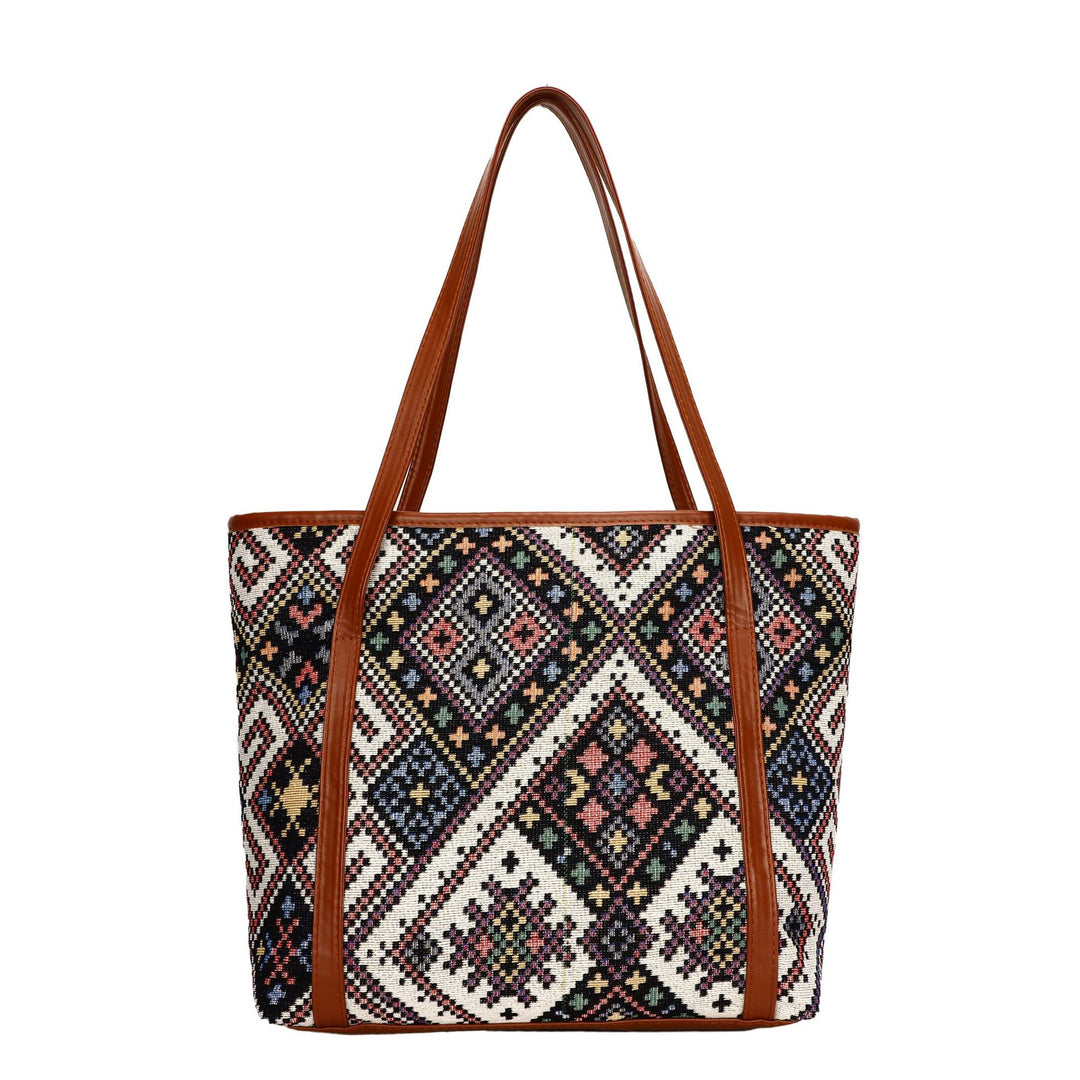 Artistic Woven Tote Handbag