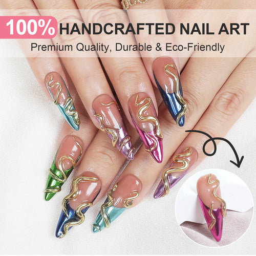 Artificial nail set in elegant design with creative accents Bowlift