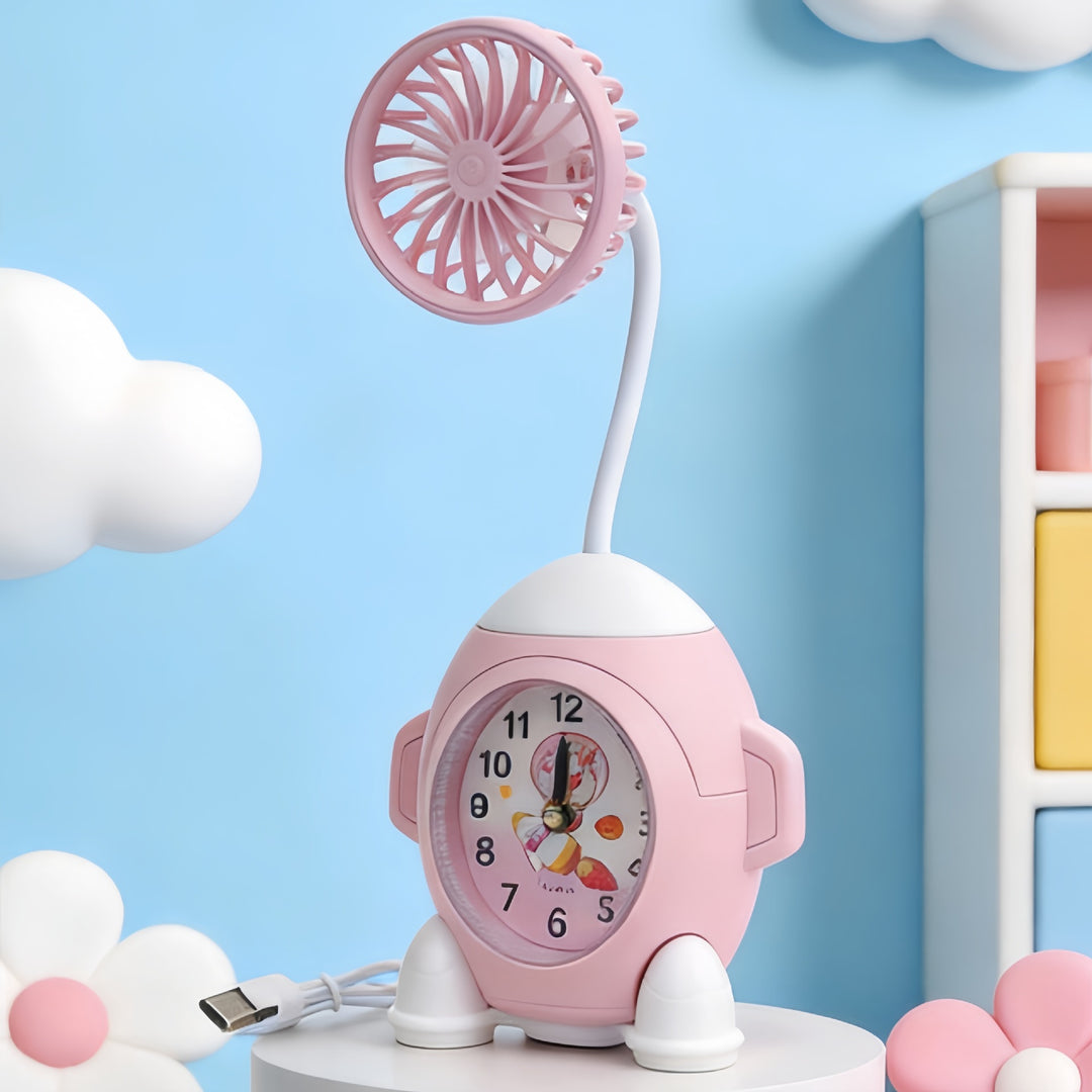 Ladies multifunctional table clock with integrated fan Bowlift