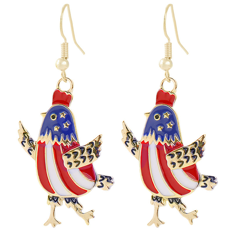 Ladies enamel earrings horseshoe with star stripe motif Bowlift